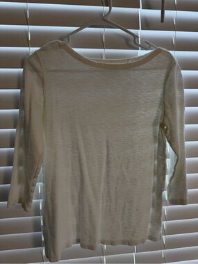 SOLD Kirkland Signature Cream Boatneck Long Sleeve Top